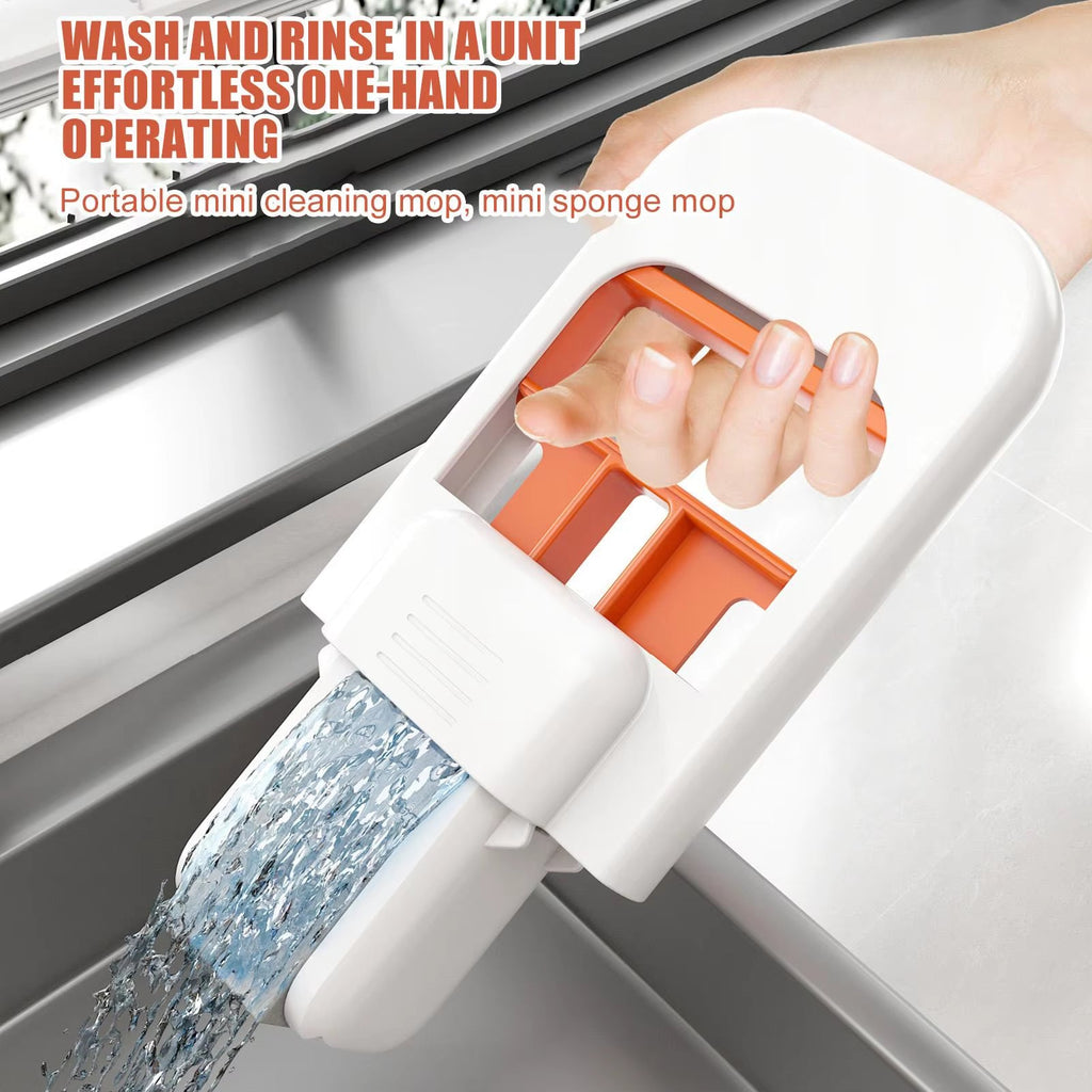 Portable Self - Squeeze Sponge Mop – Foldable Absorbent Floor Cleaner for Home, Windows, Car & Desktop - Sure Gadget