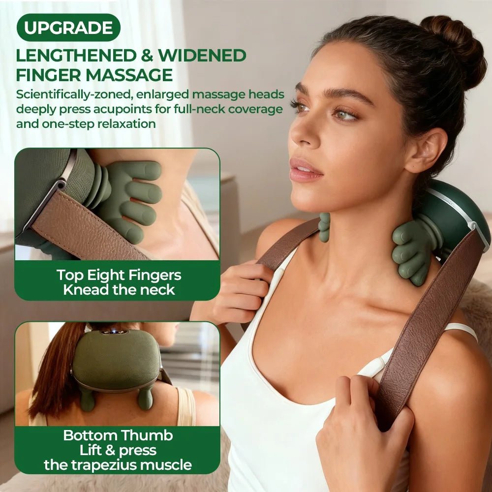 RelaxaFlex Finger Pressure Neck & Shoulder massager (Wireless) Deep finger - pressure relief - anytime, anywhere. - Sure Gadget